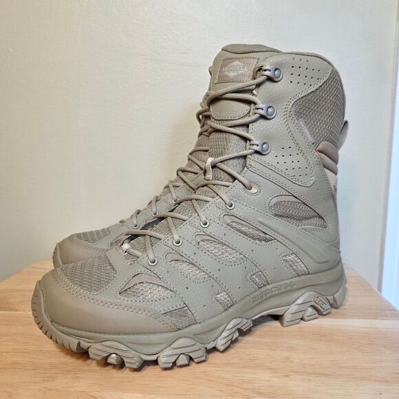 Merrell Moab 3 8" Tactical Waterproof Zip Boots Dark Coyote Tan J004107 Men's 11 - Picture 3 of 7